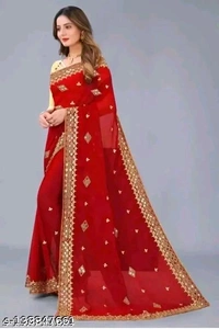 KAJUKATRI SAREE - Red, Free