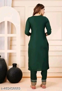 Wonderful Attractive Women Ethnic Partywear And Festival Wear Embroidery Work Purple Color Kurti Pant With Dupatta - M, Green