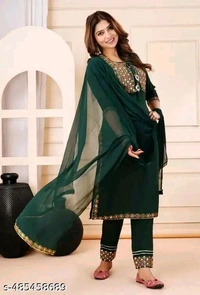Wonderful Attractive Women Ethnic Partywear And Festival Wear Embroidery Work Purple Color Kurti Pant With Dupatta - ayon, L