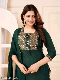 Wonderful Attractive Women Ethnic Partywear And Festival Wear Embroidery Work Purple Color Kurti Pant With Dupatta - ayon, XXL