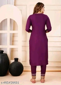 Wonderful Attractive Women Ethnic Partywear And Festival Wear Embroidery Work Purple Color Kurti Pant With Dupatta - Purple, XL