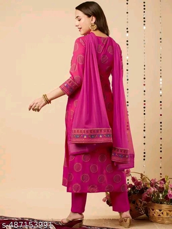 Women Partywear Kurta Sets For Women Dupatta Sets - pink, XXL