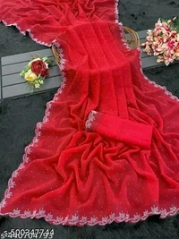 Diamond work Traditional Fancy Saree | Party Wear saree | Wedding saree | Georgette saree - Red, Free