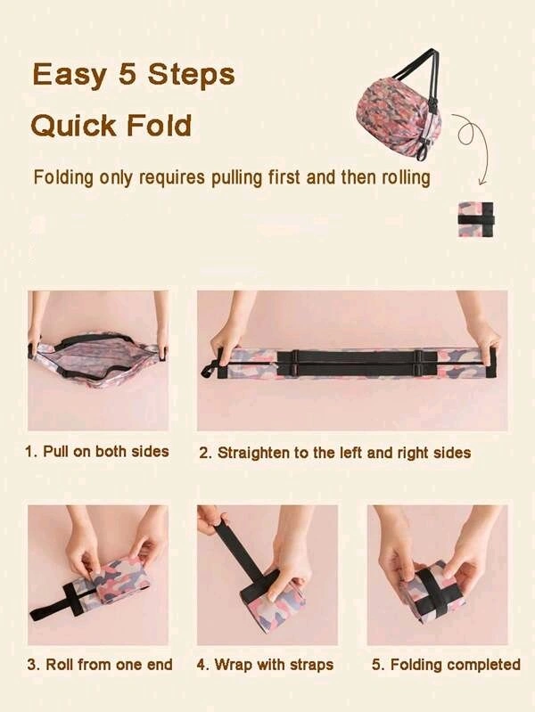 Reusable Folding Shopping Bag, Waterproof Travel Luggage Portable Foldable Shopping Bag