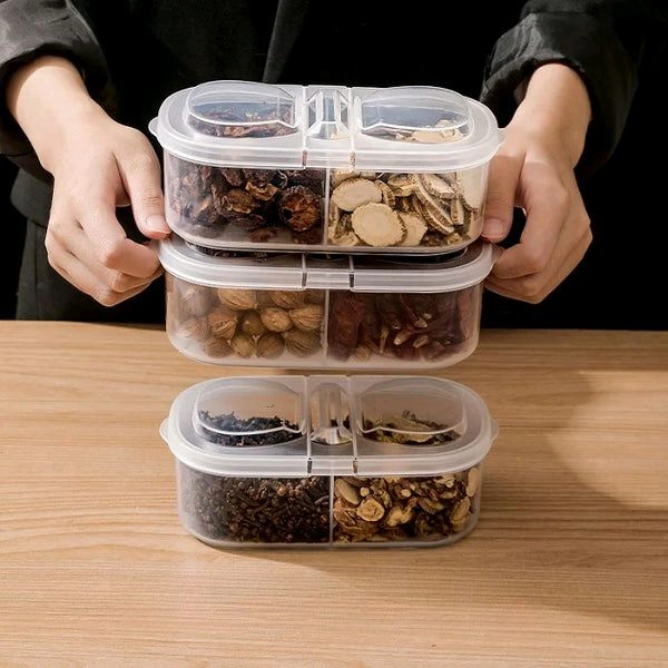 2 Way Transparent Food Container Box For Fridge Storage Container, Snacks, Dry Fruit, Outdoor Use