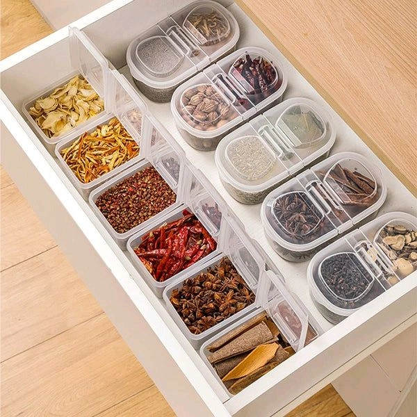 2 Way Transparent Food Container Box For Fridge Storage Container, Snacks, Dry Fruit, Outdoor Use