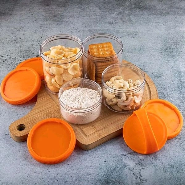 4-in-1 Modular Dry Fruit & Snack Storage Container – Airtight, Stackable Plastic Jars with Easy Carry Handle for Home & Travel Use