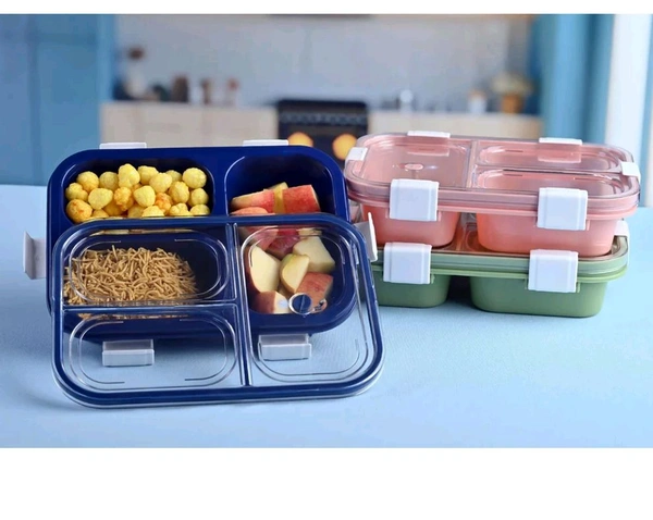 3-Compartment Leak-Proof Lunch Box with Lid – Microwave Safe & BPA-Free (Random Color)