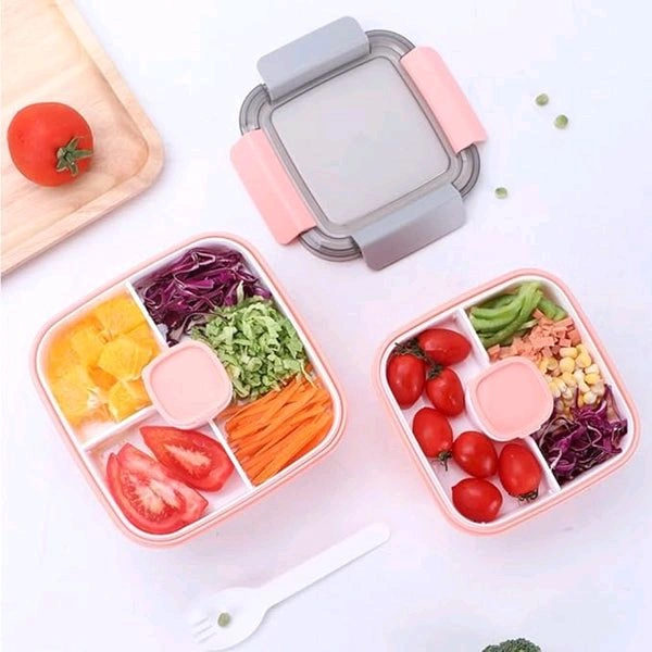 Anjani 3 Compartment Plastic Lunch Box for Office and Lunch Box for Kids Snacks Box (Random color)