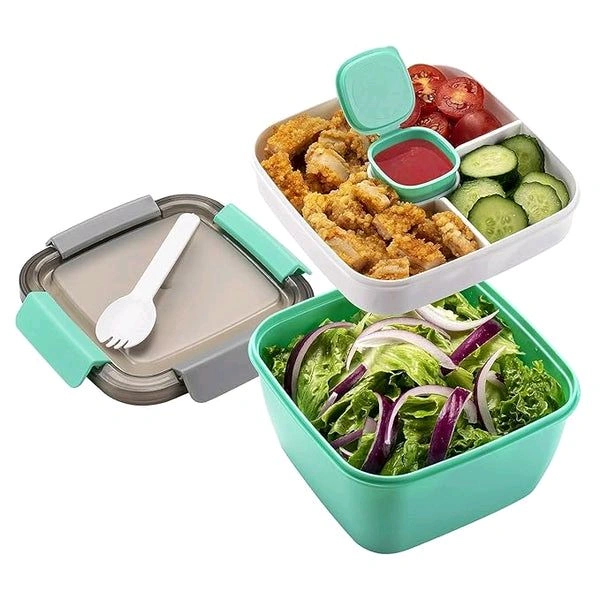 Anjani 3 Compartment Plastic Lunch Box for Office and Lunch Box for Kids Snacks Box (Random color)