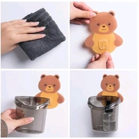 Cartoon Bear Self-adhesive Toothbrush Holder - 1 Pc