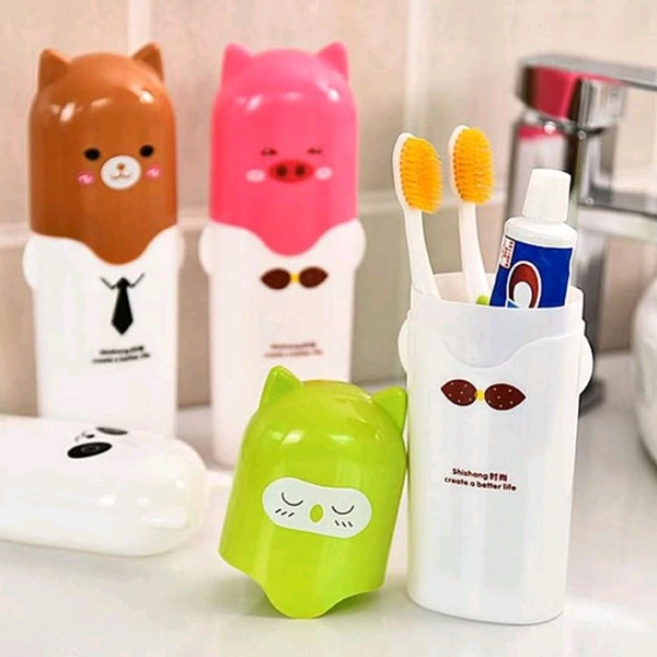 Cartoon Animal Toothbrush Box Plastic Tooth Mug Plastic Toothpaste Case (Random Color)