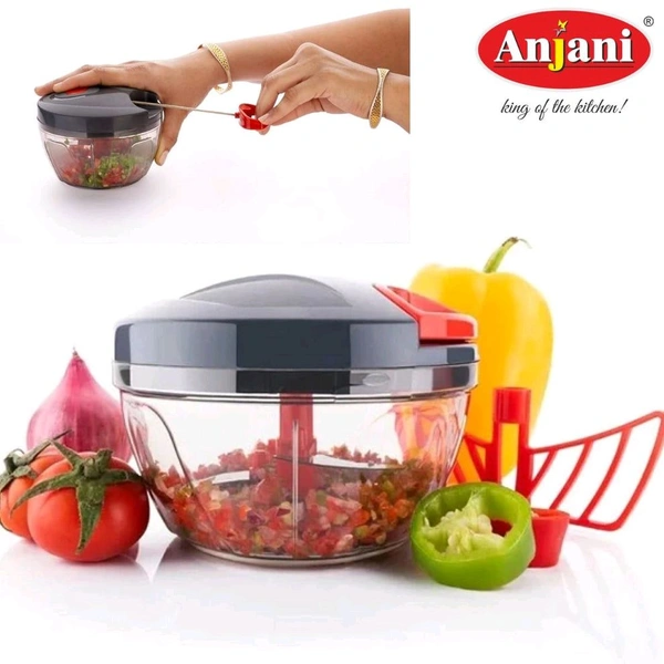 Anjani 2 in 1 Vegetable Chopper With Grinder Mixer, Hand Grinder Mixer Food Processor Slicer Shredder Salad Maker Vegetable Tools