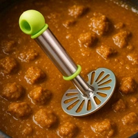 Anjani Stainless Steel Potato Vegetable Pav Bhaji Masher, Multicolour