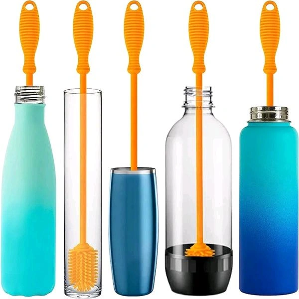 Silicone Bottle Cleaning Brush With Long Handle, Ideal for Baby Bottles, Water Bottles, Containers, Vases, and Glass