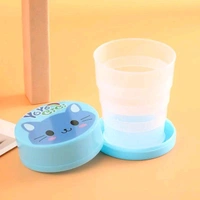 3 Pcs Folding Cup with Lid Portable Reusable Plastic Water Cup Cartoon Collapsible Mouthwash Cup Travel Outdoor Drinking Cup