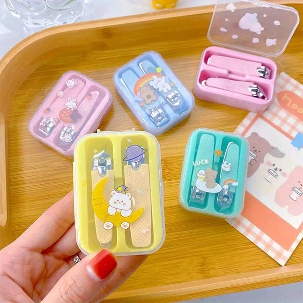 2 Pcs/Set Kids Nail Clippers, Cute Portable Household Nail Scissors, Manicure Tool Set