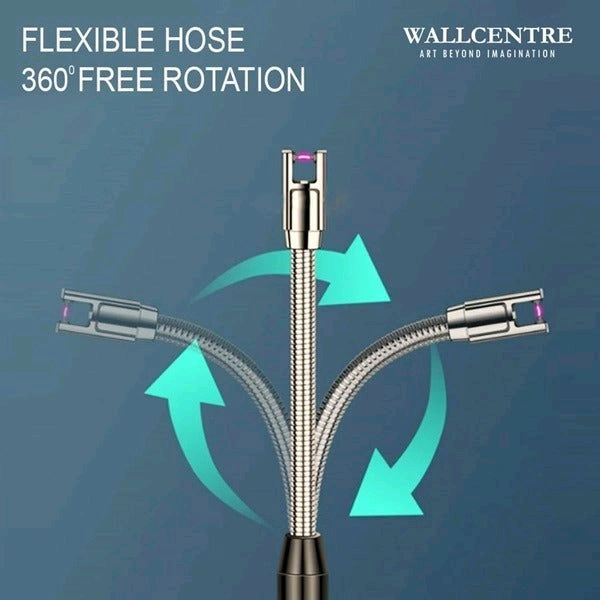 USB Rechargeable Lighter, Rechargeable Electric Gas Lighter Plasma Flameless Windproof USB Lighter 360° Flexible Neck Arc to Light Puja Lamps, Gas Stove, Candles