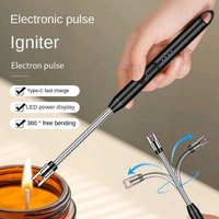 USB Rechargeable Lighter, Rechargeable Electric Gas Lighter Plasma Flameless Windproof USB Lighter 360° Flexible Neck Arc to Light Puja Lamps, Gas Stove, Candles