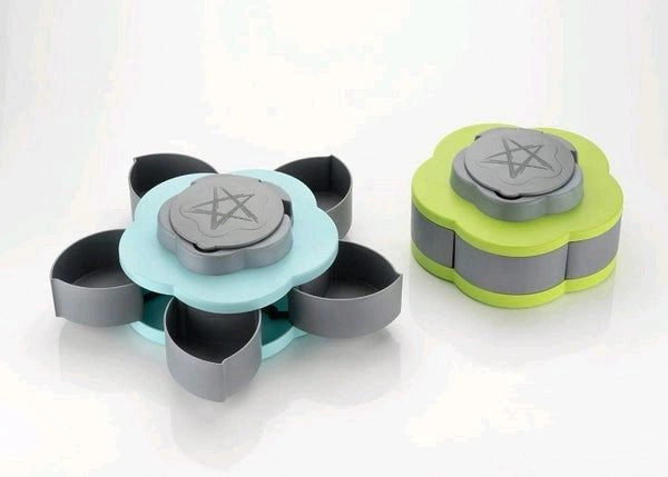 5 Compartments Flower Candy Box Serving Rotating Tray Dry Fruit, Candy, Chocolate, Snacks Storage Box, Dry-Fruit Serving Bowl Tray for Kitchen with Mobile Stand for Office Desk