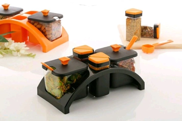 Anjani Premium 2x2 Square Spice & Pickle Jar Set – Airtight, Elegant Storage for Kitchen Essentials (Random Color)