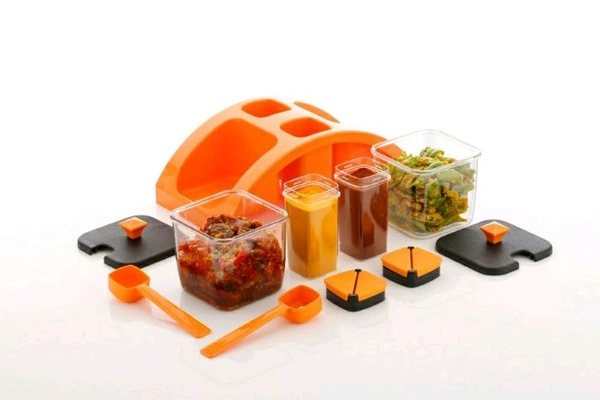 Anjani Premium 2x2 Square Spice & Pickle Jar Set – Airtight, Elegant Storage for Kitchen Essentials (Random Color)