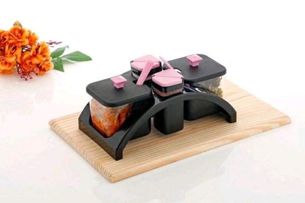 Anjani Premium 2x2 Square Spice & Pickle Jar Set – Airtight, Elegant Storage for Kitchen Essentials (Random Color)