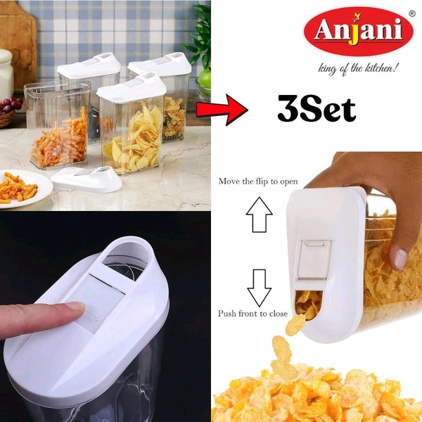 Anjani SmartPour Airtight Cereal & Grain Storage Containers – Set of 3 with Dispenser Lid