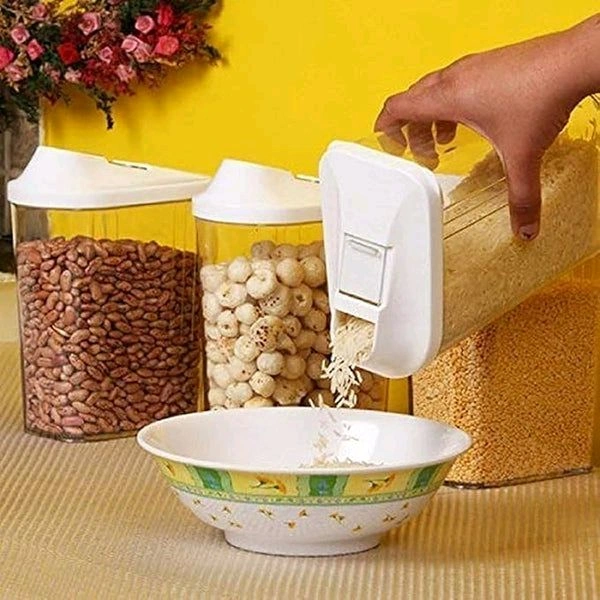 Anjani SmartPour Airtight Cereal & Grain Storage Containers – Set of 3 with Dispenser Lid