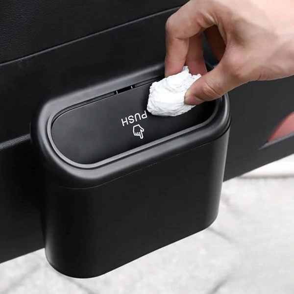 Plastic Car Trash Can With Lid, Mini Vehicle Trash Bin Car Dustbin Garbage Organizer