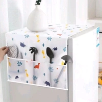 Waterproof Fridge Cover, Transparent Printing Waterproof Refrigerator Dust-Proof Cover with Storage Pockets Bags, Multi-Purpose Top Covers