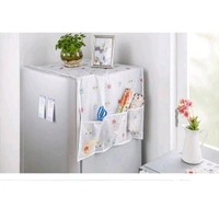 Waterproof Fridge Cover, Transparent Printing Waterproof Refrigerator Dust-Proof Cover with Storage Pockets Bags, Multi-Purpose Top Covers