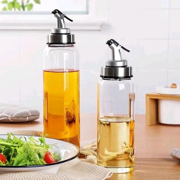 Plastic Oil Dispenser 1 Litre, Used Easy flow Oil and Vinegar Pourer, Liquid Dispenser, Transparent, Unbreakable