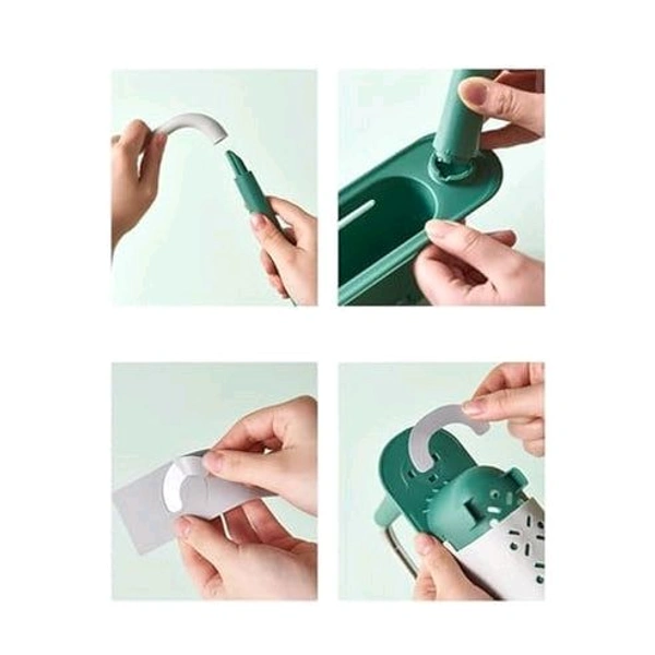 Adjustable Telescopic Sink Shelf (Random), Kitchen Sink Organizer Telescopic Sink Storage Rack, Telescopic Sink Rack Holder Expandable Storage Drain Basket with Cloth Hanger Holder