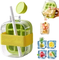 Ice Cube Bottle, My Crush Cup Ice, Cool Summer Ice Bottle Cup, 2 in 1 Ice Cube Tray Water Bottle with Straw - 500Ml (Random Color)