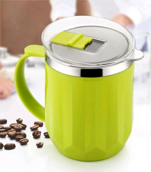 Mooddy Crystal Stainless Steel Coffee Mug With Lid (Random color)