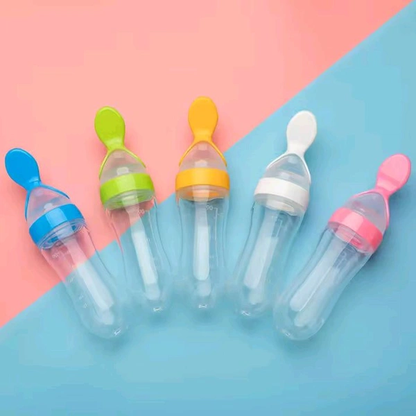 Safe Newborn Baby Feeding Silicone Bottle Feeding Spoon Milk Bottle 1 pcs (Random Color)