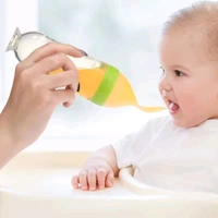 Safe Newborn Baby Feeding Silicone Bottle Feeding Spoon Milk Bottle 1 pcs (Random Color)