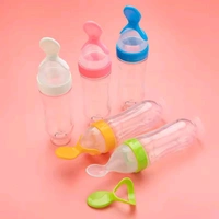 Safe Newborn Baby Feeding Silicone Bottle Feeding Spoon Milk Bottle 1 pcs (Random Color)