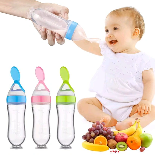 Safe Newborn Baby Feeding Silicone Bottle Feeding Spoon Milk Bottle 1 pcs (Random Color)