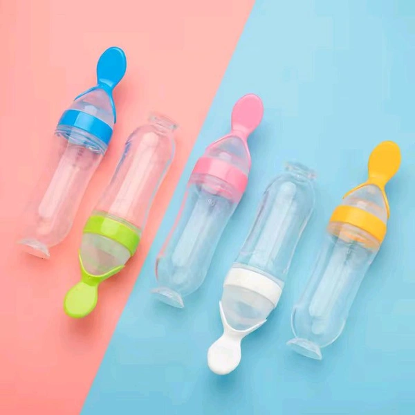 Safe Newborn Baby Feeding Silicone Bottle Feeding Spoon Milk Bottle 1 pcs (Random Color)