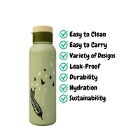 Elegant Feather and Birds Design Water Bottle – Durable, Reusable, and Eco-Friendlyl (random color