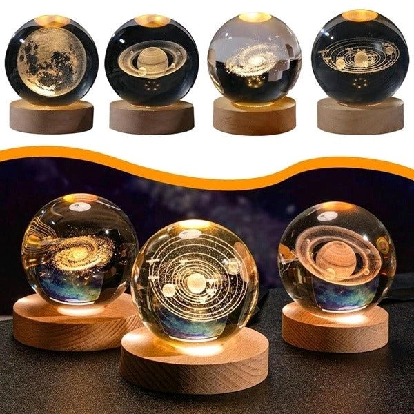Crystal Ball Astronomy Night Lamp (Random), Luminous Clear Sculpture Round Astronomy Ball Night