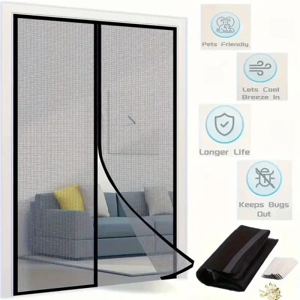 Magic Mesh Magnetic Screen Door – Hands-Free, Bug-Free, Easy Install | SKVWORLD  