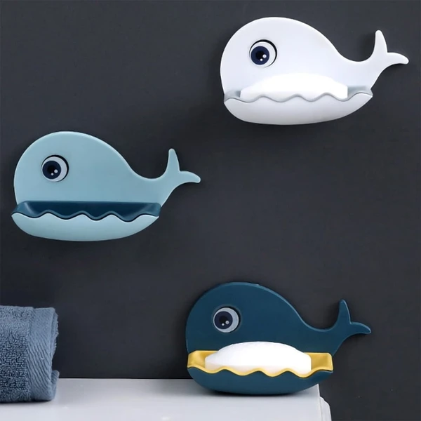 FISH SHAPE SOAP DISH ADHESIVE WATERPROOF WALL MOUNTED BAR SOAP DISH HOLDER (PACK OF 2PC)