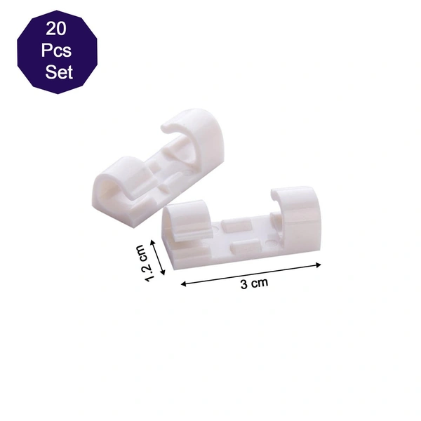SELF ADHESIVE CABLE CLIPS WIRE MANAGE HOLDER STICKY MOUNT-ROUND PLASTIC CABLE CORD 20 Pcs