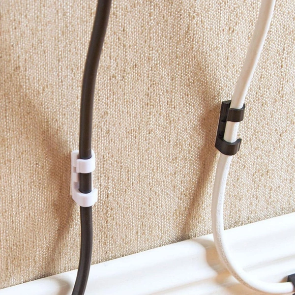 SELF ADHESIVE CABLE CLIPS WIRE MANAGE HOLDER STICKY MOUNT-ROUND PLASTIC CABLE CORD 20 Pcs