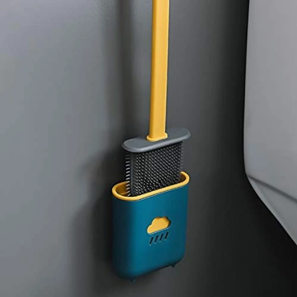 SILICONE TOILET BRUSH WITH HOLDER STAND FOR BATHROOM CLEANING