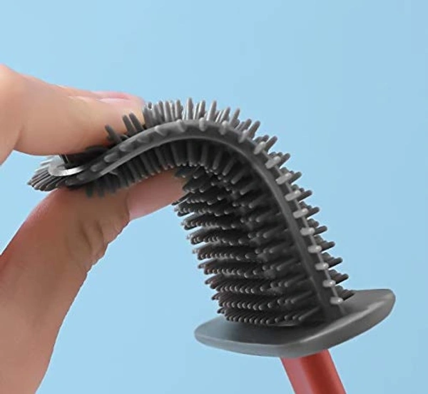 SILICONE TOILET BRUSH WITH HOLDER STAND FOR BATHROOM CLEANING