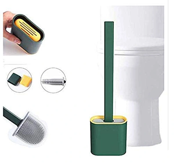 SILICONE TOILET BRUSH WITH HOLDER STAND FOR BATHROOM CLEANING